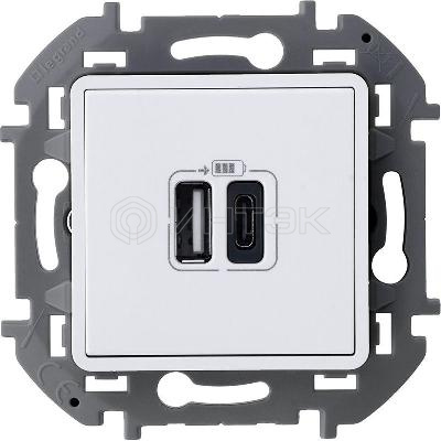Устройство зарядное Inspiria с 2-мя USB разьемами A и C 240В/5В 3000мА бел. IEK 673760 изображение, фото