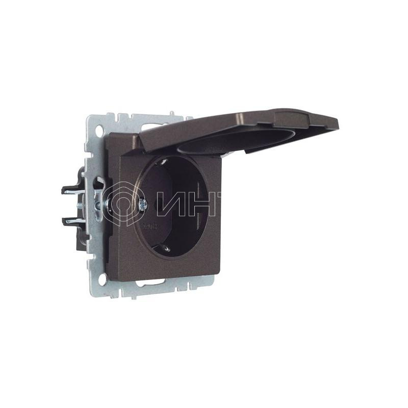 Розетка BRITE РСбш10-3-БрТБ 16А IP20 с заземл. защ. шторки с крышкой механизм бронза IEK BR-R16-16-K45 изображение, фото