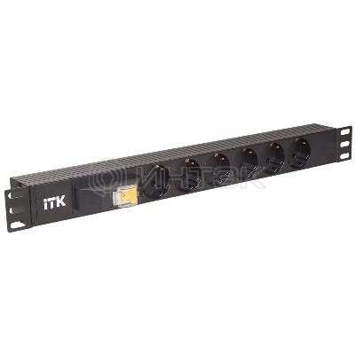 Блок розеток 6 мест PDU (немец. станд.) с автоматом 1U вход С14 без шнура ITK PH21-6D3 изображение, фото