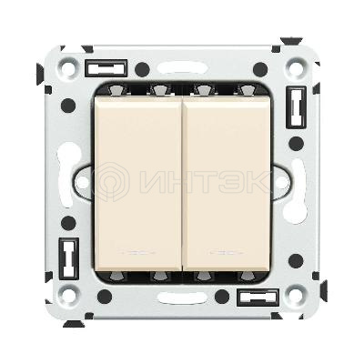 Выключатель 2-кл. 2мод. СП Avanti "Ванильная дымка" 16А IP20 беж. DKC 4405104 изображение, фото