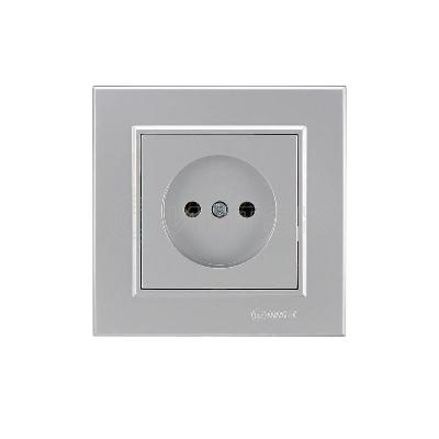 Розетка 1-м СП Karea 10А IP20 б/з сереб. Makel 56065022 изображение, фото