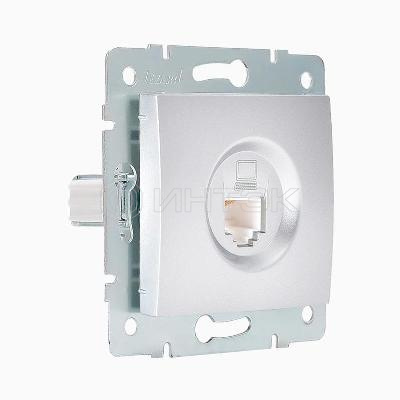 Розетка компьютерная 1-м СП Karina RJ45 механизм матов. серебр. LEZARD 707-4388-139 изображение, фото