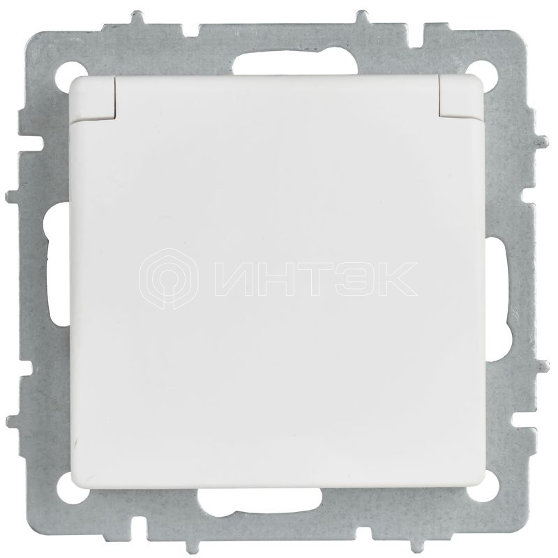 Розетка BRITE РСбш10-3-БрАБ 16А IP20 с заземл. защ. шторки с крышкой механизм арктич. бел. IEK BR-R16-16-K91 изображение, фото