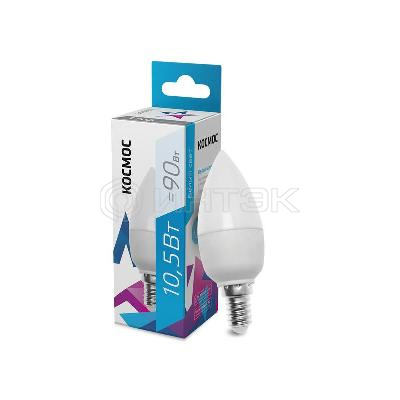 Лампа светодиодная 10.5Вт свеча 4500К бел. E14 220В КОСМОС LkecLED10.5wCNE1445 изображение, фото