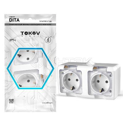 Розетка 2-м ОП Dita 16А IP54 250В с заземл. с прозр. крышкой бел.TOKOV ELECTRIC TKL-DT-R2Z-C01T-IP54 изображение, фото