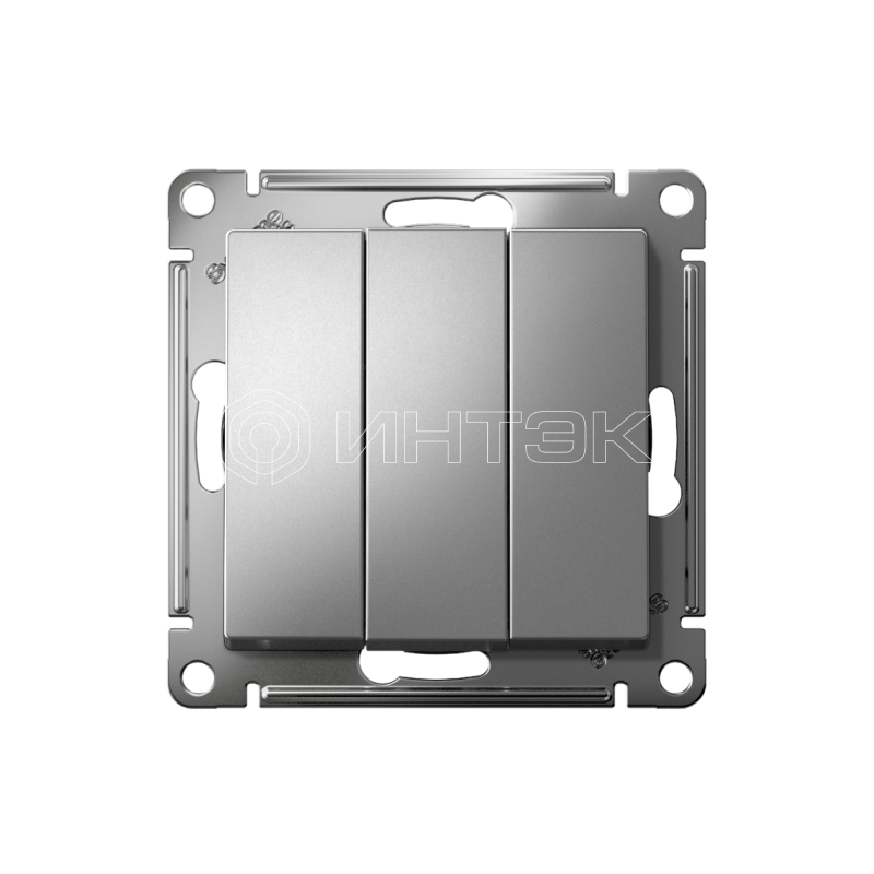 Выключатель 3-кл. СП AtlasDesign 10А IP20 (сх. 1+1+1) 10AX механизм сталь  Systeme Electric ATN000931 изображение, фото