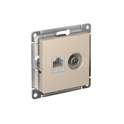 Розетка компьютерная + телевизионная 2-м СП AtlasDesign RJ45 кат.5E + TV механизм песочн. Systeme Electric ATN001289 изображение, фото