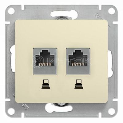 Розетка компьютерная 2-м Glossa RJ45 кат.5E механизм беж.  Systeme Electric GSL000285KK изображение, фото