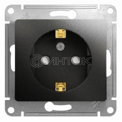 Розетка 1-м СП 1мод. Glossa 16А IP20 с заземл. защ. шторки механизм антрацит  Systeme Electric GSL000745 изображение, фото
