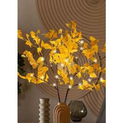 Ветвь гинкго имитация 90см 32LED тепл. бел. IP44 6ч таймер провод корич. 50см КОСМОС KOC_INT-B130 изображение, фото