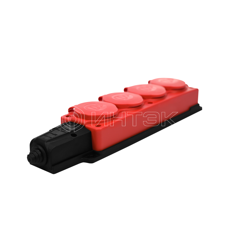Колодка удлинителя 4-м 16А IP44 MultiSet 2P+E 250В каучук красн. Systeme Electric MST4124RD изображение, фото