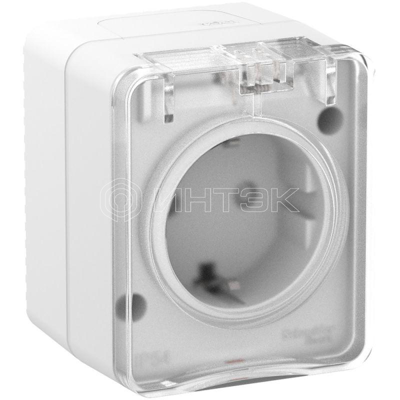 Розетка 1-м ОП AtlasDesign PROFI 16А IP54 250В заземл. защ. шторки бел.  Systeme Electric ATN540145 изображение, фото