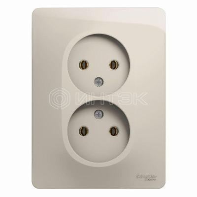 Розетка 2-м СП Glossa 16А IP20 250В без заземл. в сборе молоч. Systeme Electric GSL000920 изображение, фото