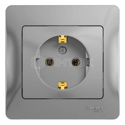 Розетка 1-м СП Glossa 16А IP20 с заземл. в сборе алюм. Systeme Electric GSL000342 изображение, фото