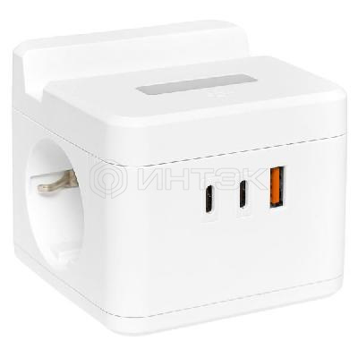 Удлинитель "Куб" 2х1.3м USB + 2Type C с быстрой зарядкой подставкой под телефон и ночником 1кв.мм EKF UBA-CUB-2-FC изображение, фото