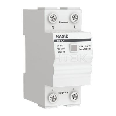 Реле напряжения RVb-40A (сквозное подкл.) Basic EKF rvb-40a изображение, фото