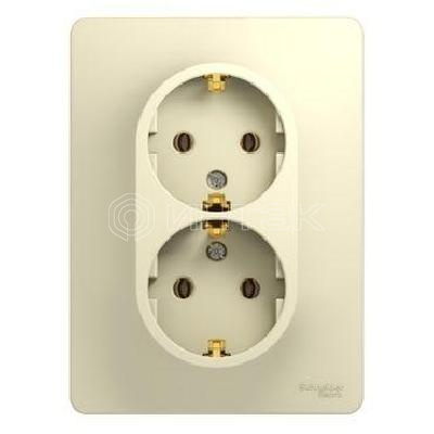 Розетка 2-м СП Glossa 16А IP20 с заземл. в сборе беж.  Systeme Electric GSL000224 изображение, фото
