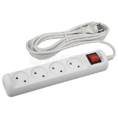 Удлинитель 4х3м без заземл. 10А IP20 U-4s-3m-2х1 ПВС 2х1 с выкл. Эра Б0044053 изображение, фото