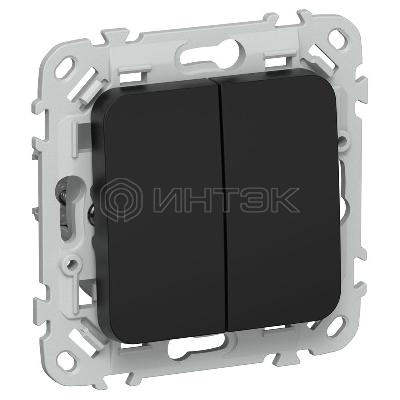 Выключатель 2-кл. СП FLITE ВС12-1-0-ФлЧ 10А механизм черн. IEK FI-V20-0-10-1-K02 изображение, фото