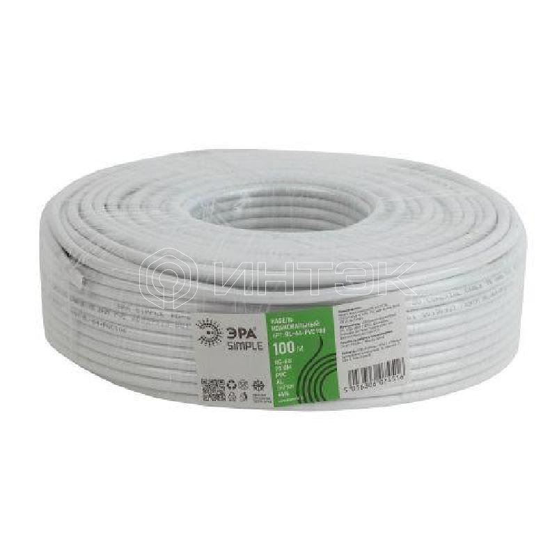Кабель коаксиальный RG-6U CCS/оплетка Al 64проц. PVC Simple 75Ом бел. (м) Эра Б0044597 изображение, фото