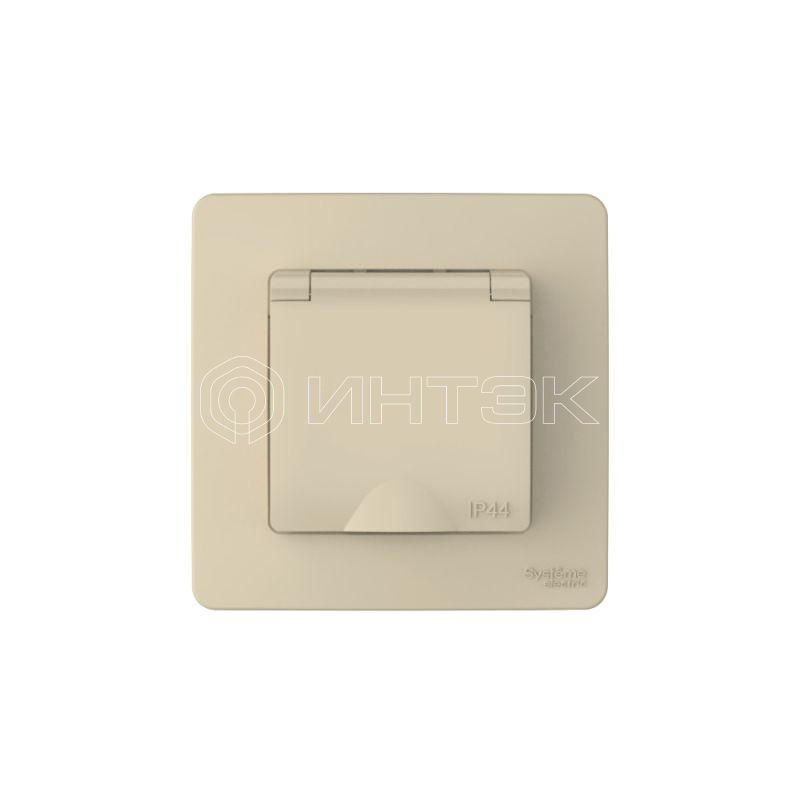 Розетка 1-м СП Blanca 16А IP44 250В с заземл. защ. шторки с крышкой беж. Systeme Electric BLNRS441117 изображение, фото