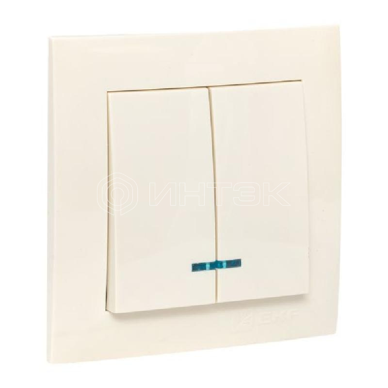 Выключатель 2-кл. СП Валенсия 10А IP20 с индикатором крем. PROxima EKF EWV10-123-20 изображение, фото