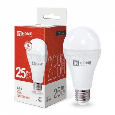 Лампа светодиодная LED-A65-VC 25Вт грушевидная 4000К нейтр. бел. E27 2380лм 230В IN HOME 4690612024080 изображение, фото