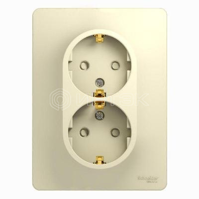 Розетка 2-м СП Glossa 16А IP20 с заземл. защ. шторки в сборе беж.  Systeme Electric GSL000226 изображение, фото