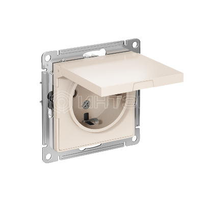 Розетка 1-м СП AtlasDesign 16А IP20 с заземл. защ. шторки с крышкой механизм беж.  Systeme Electric ATN000246 изображение, фото