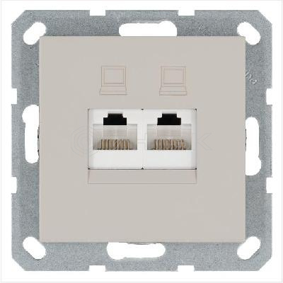 Розетка компьютерная 2-м RJ45 IP20 кат. 5E механизм тауп Jasmart G6106T изображение, фото