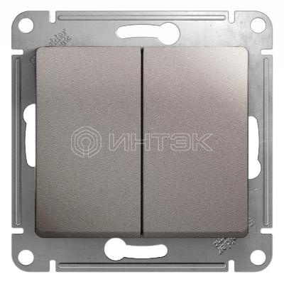 Выключатель 2-кл. СП Glossa 10А IP20 (сх. 5) 10AX механизм платина  Systeme Electric GSL001251 изображение, фото