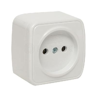 Розетка 1-м ОП Минск 10А IP20 без заземл. бел. Basic EKF EGR10-022-10 изображение, фото