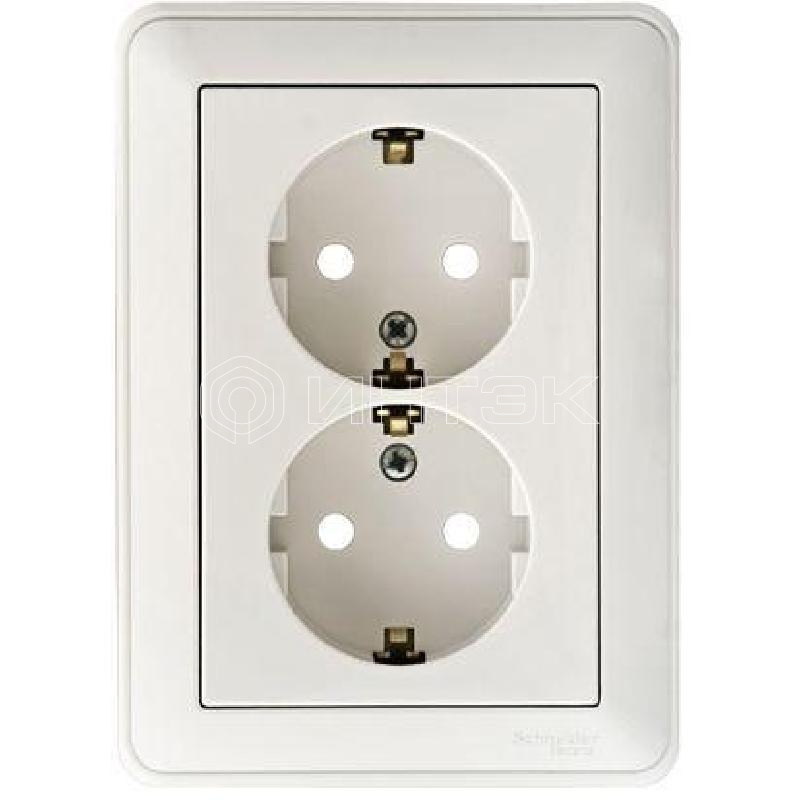 Розетка 2-м СП W59 16А IP20 с заземл. защ. шторки в сборе бел. Systeme Electric RS16-255-18 изображение, фото