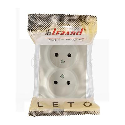 Розетка 2-м ОП LETO без заземл. закрытый корпус ПБТ крем LEZARD 752-0300-128B изображение, фото