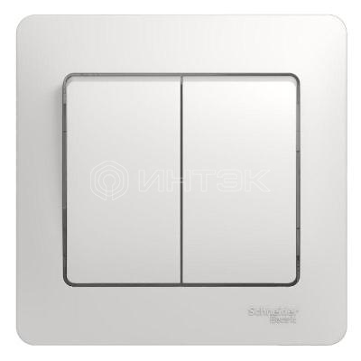 Выключатель 2-кл. СП Glossa 10А IP20 (сх. 5) 10AX в сборе бел.  Systeme Electric GSL000152 изображение, фото