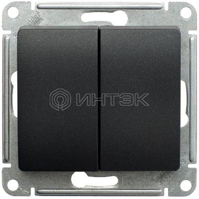 Переключатель проходной 2-кл. СП Glossa 10А IP20 (сх. 6) 10AX механизм антрацит  Systeme Electric GSL000765 изображение, фото