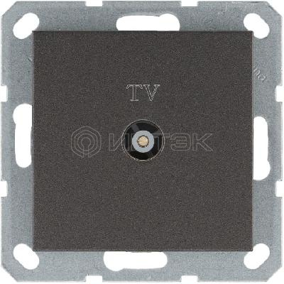 Розетка телевизионная проходная TV Ф9.5мм механизм мокко Jasmart G6002Z изображение, фото