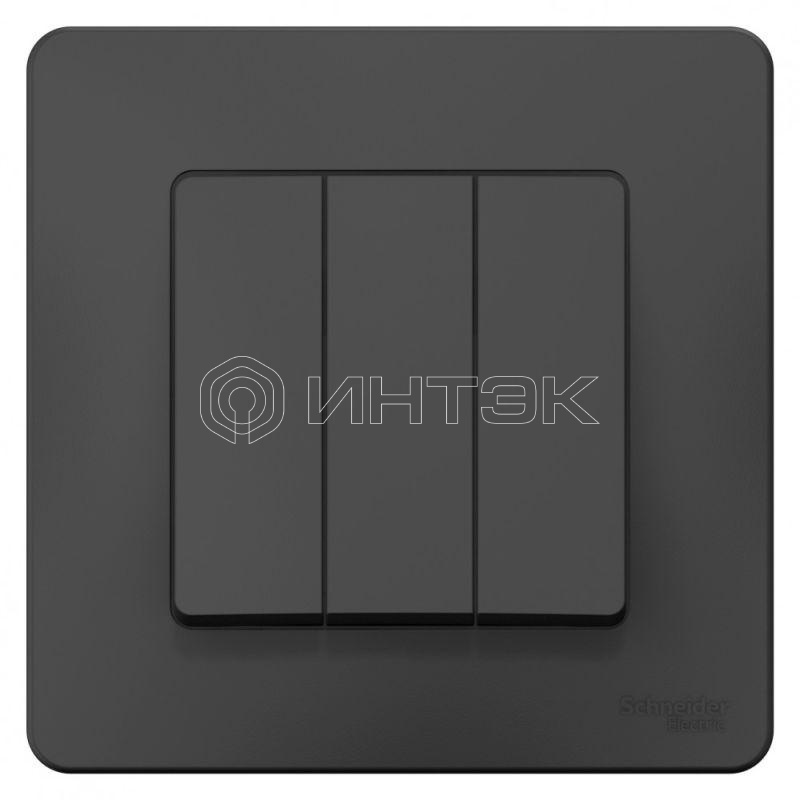 Выключатель 3-кл. СП Blanca 10А IP20 (сх. 1+1+1) 250В антрацит  Systeme Electric BLNVS100506 изображение, фото
