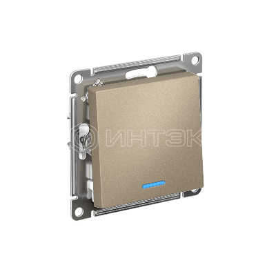 Выключатель 1-кл. СП AtlasDesign 10А IP20 (сх. 1а) 10AX с подсветкой механизм шампань  Systeme Electric ATN000513 изображение, фото