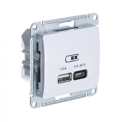 Розетка USB Glossa тип A+C 45Вт QC PD высокоскор. ЗУ механизм бел. Systeme Electric GSL000129 изображение, фото