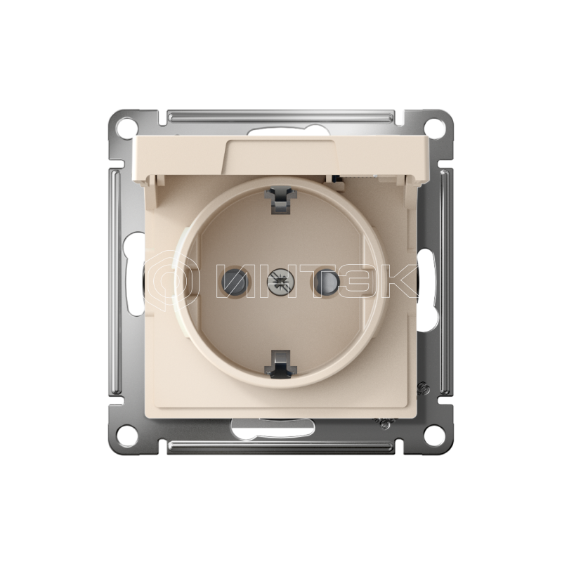 Розетка AtlasDesign 16А IP20 с заземл. защ. шторки с крышкой быстрозажим. клем. механизм беж. Systeme Electric ATN000246S изображение, фото