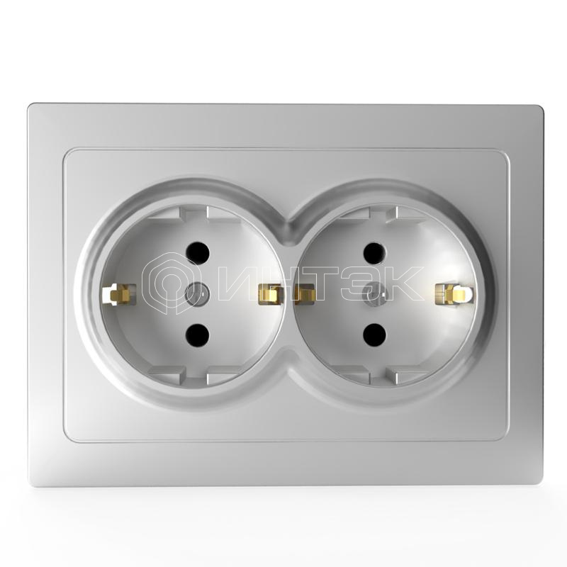 Розетка 2-м СП Pixel 16А IP20 с заземл. защ. шторки в сборе алюм. TOKOV ELECTRIC TKE-PX-R2FZSF-C03 изображение, фото