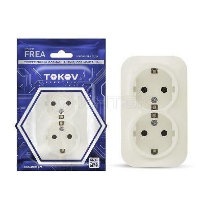 Розетка 2-м ОП Frea 16А IP20 250В с заземл. АБС-пластик беж. TOKOV ELECTRIC TKE-FR-R2Z-C02 изображение, фото
