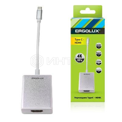 Переходник HDMI-Type C ELX-VA01-Type C пластик металлик коробка Ergolux 15300 изображение, фото