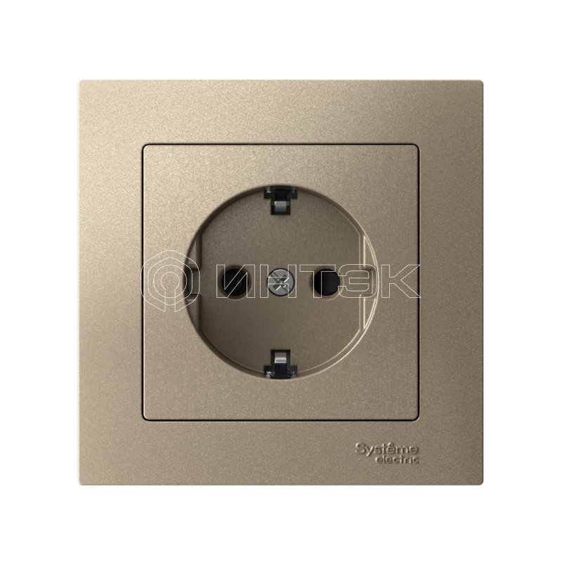Розетка AtlasDesign 16А с заземл. защ. шторки быстрозажим. клем. в сборе шампань Systeme Electric ATN000544S изображение, фото
