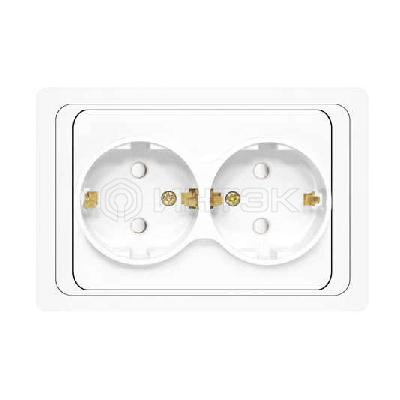 Розетка 2-м СП Валери 16А IP20 с заземл. защ. шторки бел. UNIVersal В0128x изображение, фото