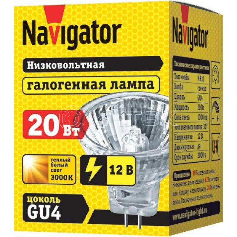 Лампа галогенная 94 200 MR11 20Вт 12В 2000h Navigator 94200 изображение, фото