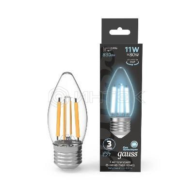 Лампа светодиодная филаментная Black Filament 7Вт свеча 4100К нейтр. бел. E27 580лм GAUSS 103802207 изображение, фото