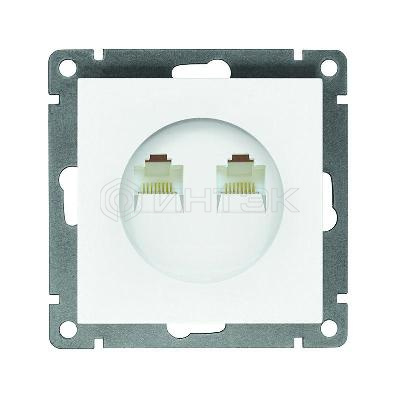 Розетка компьютерная 2-м СП Афина RJ45 кат.5E механизм бел. Universal A1086 изображение, фото