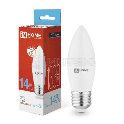 Лампа светодиодная LED-СВЕЧА-VC 14Вт E27 6500К 1330лм IN HOME 4690612047751 изображение, фото